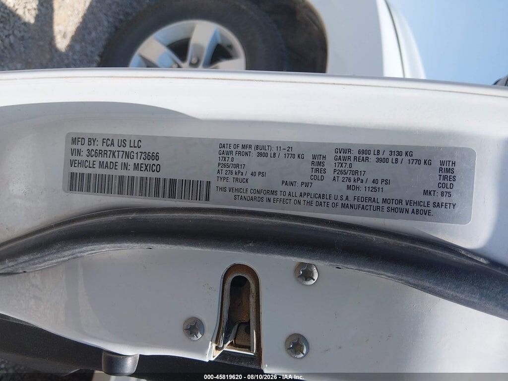 3C6RR7KT7NG173666 2022 RAM 1500 CLASSIC photo no. 9