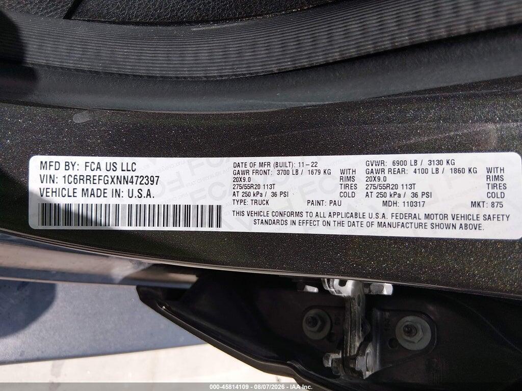 1C6RREFGXNN472397 2022 RAM 1500 photo no. 9