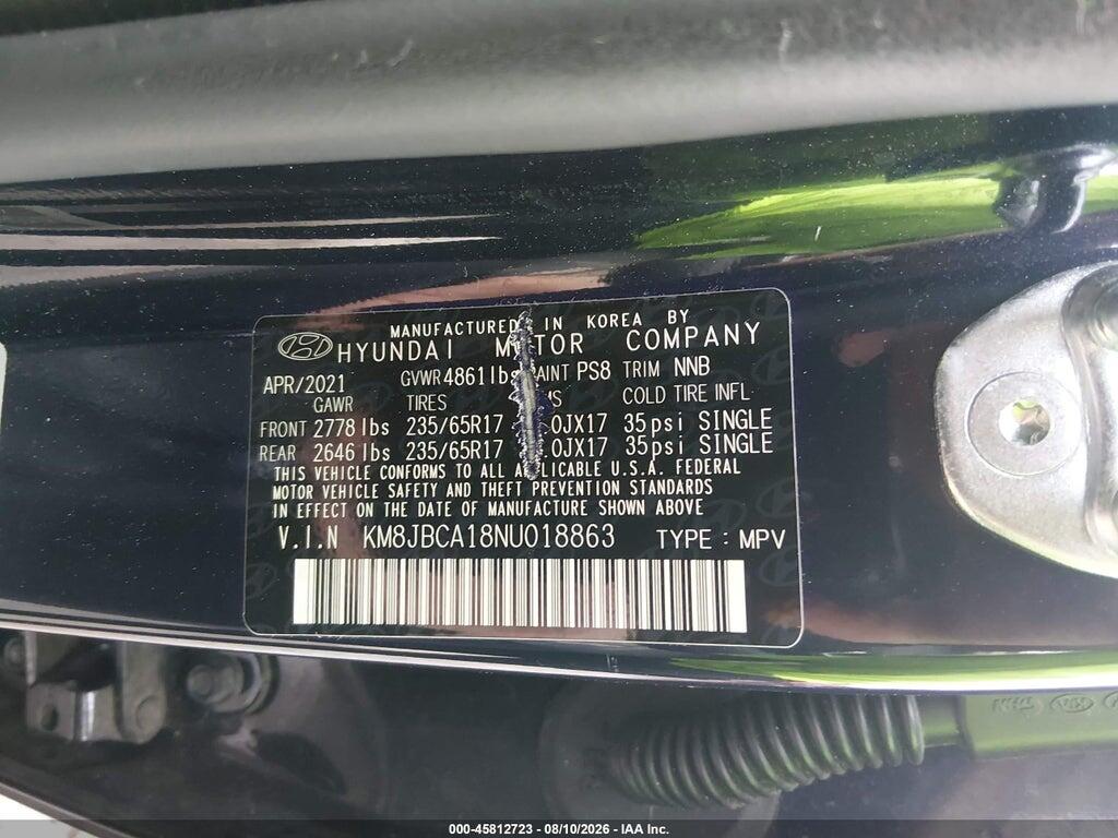KM8JBCA18NU018863 2022 HYUNDAI TUCSON HYBRID photo no. 9
