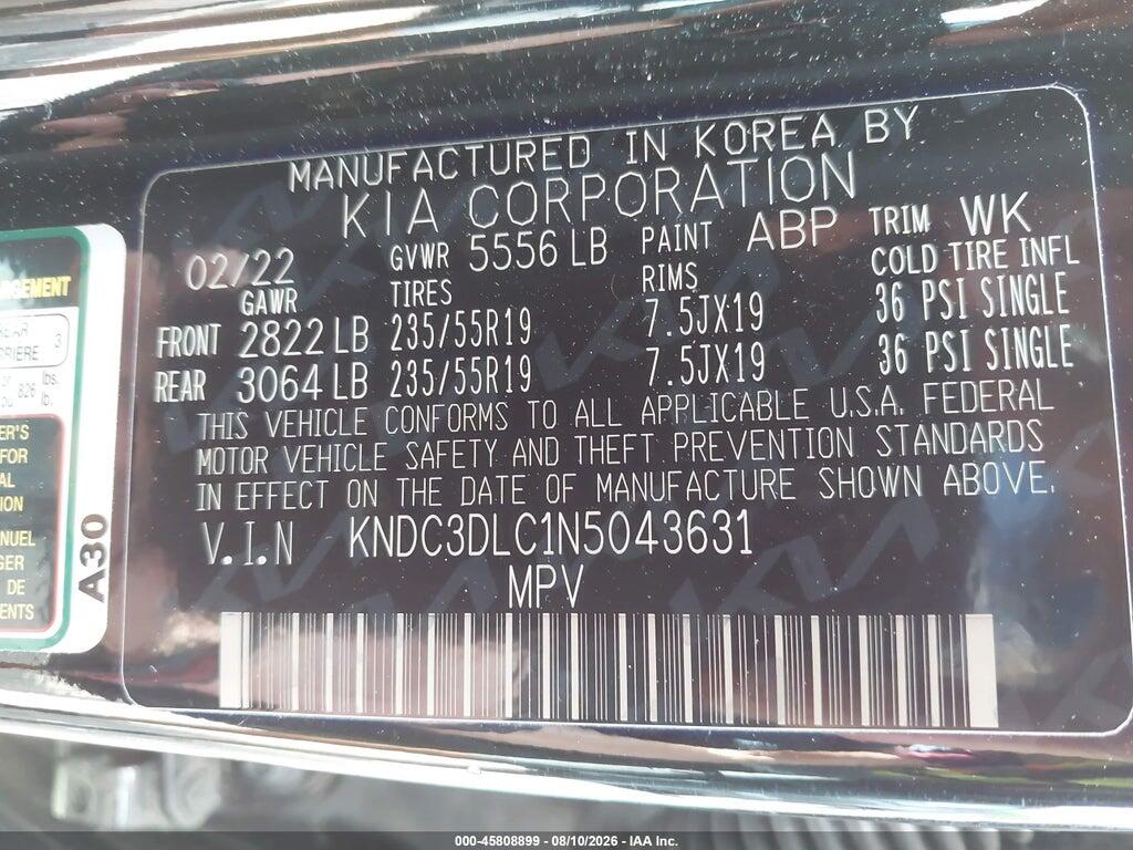 KNDC3DLC1N5043631 2022 KIA EV6 photo no. 9