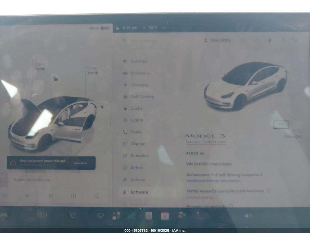 5YJ3E1EC9NF311684 2022 TESLA MODEL 3 photo no. 7