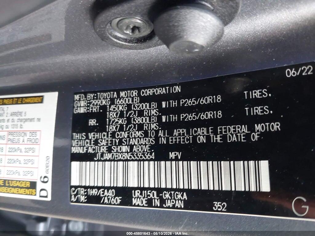 JTJAM7BX8N5335364 2022 LEXUS GX 460 photo no. 9