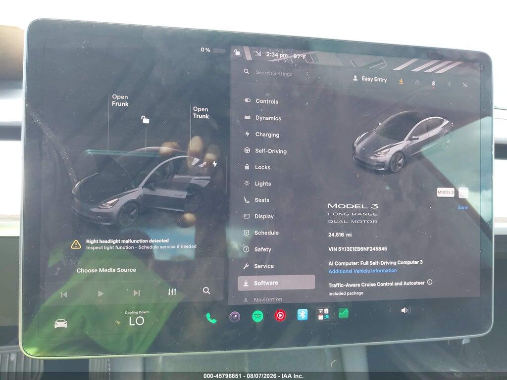 5YJ3E1EB6NF245845 2022 TESLA MODEL 3 photo no. 7