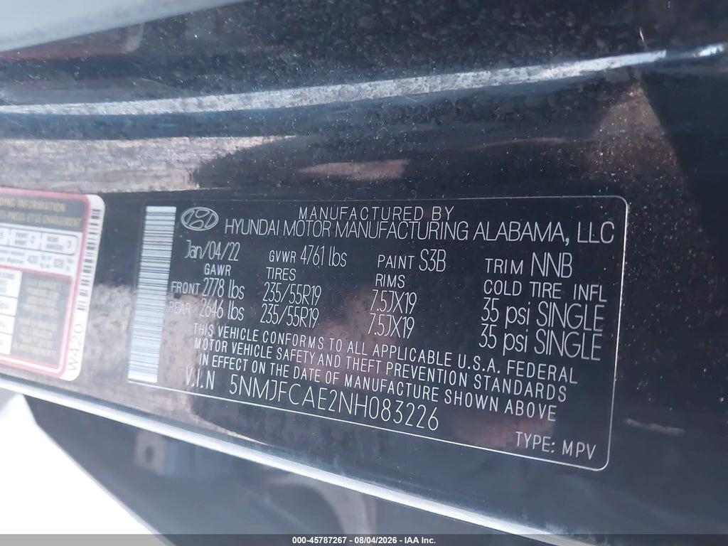5NMJFCAE2NH083226 2022 HYUNDAI TUCSON photo no. 9