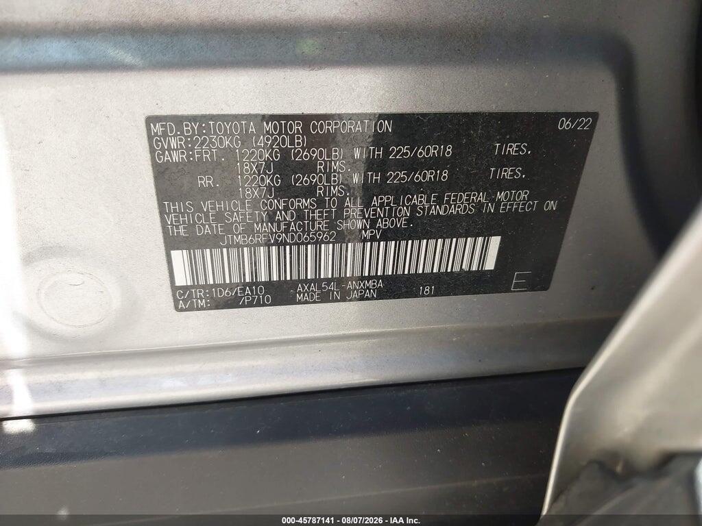 JTMB6RFV9ND065962 2022 TOYOTA RAV4 HYBRID photo no. 9