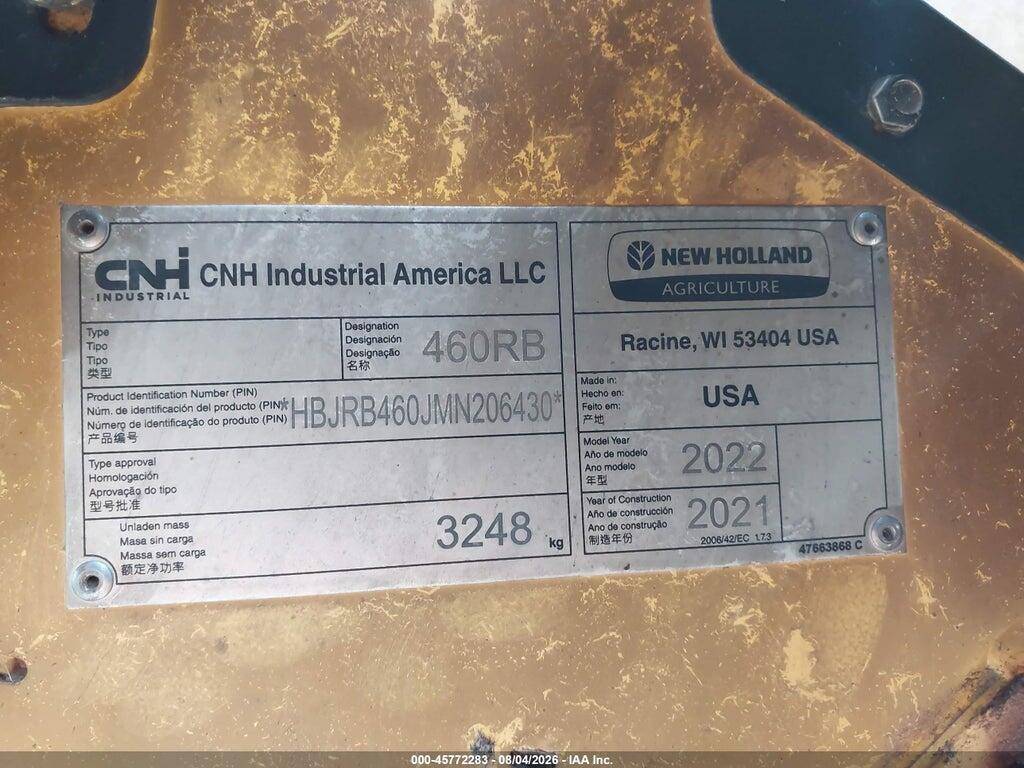 HBJRB460JMN206430 2022 NEW HOLLAND ROLL-BELT 460 photo no. 9