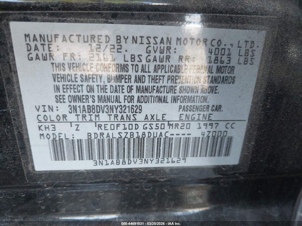 3N1AB8DV3NY321629 2022 NISSAN SENTRA photo no. 9