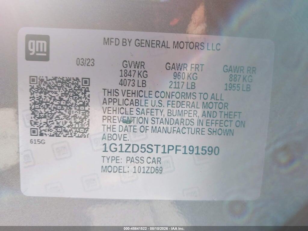 1G1ZD5ST1PF191590 2023 CHEVROLET MALIBU photo no. 9