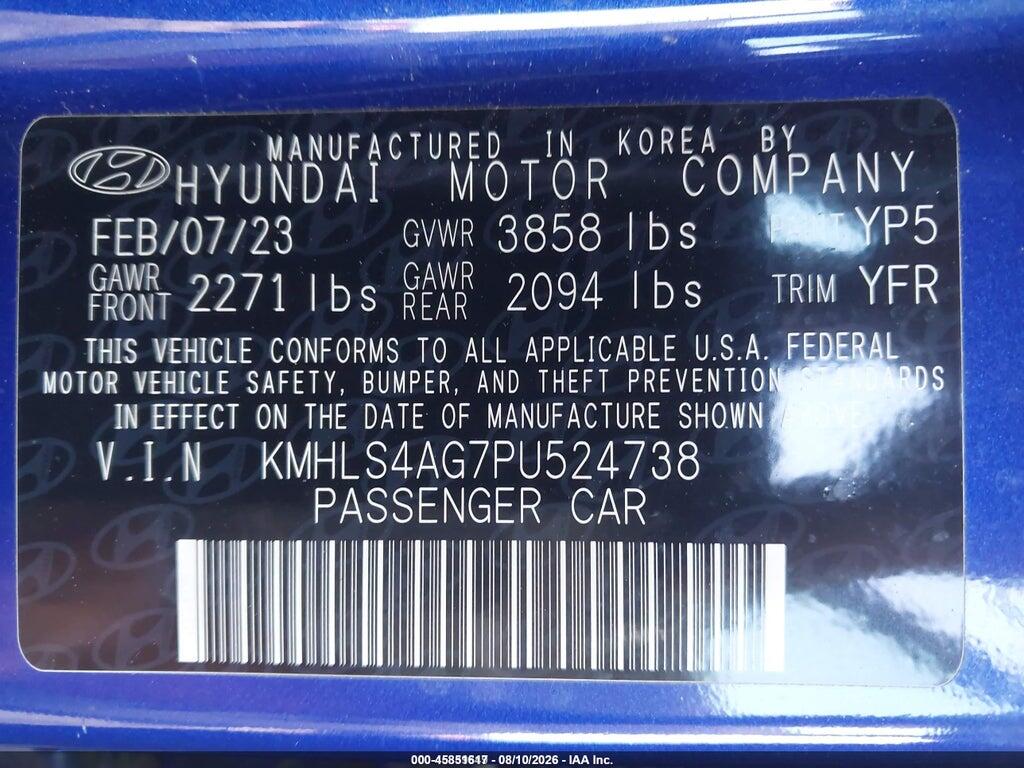 KMHLS4AG7PU524738 2023 HYUNDAI ELANTRA photo no. 9