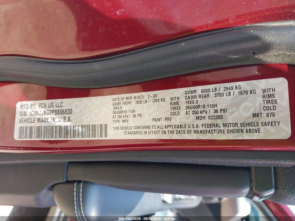 1C4RJJAG2P8806830 2023 JEEP GRAND CHEROKEE L photo no. 9