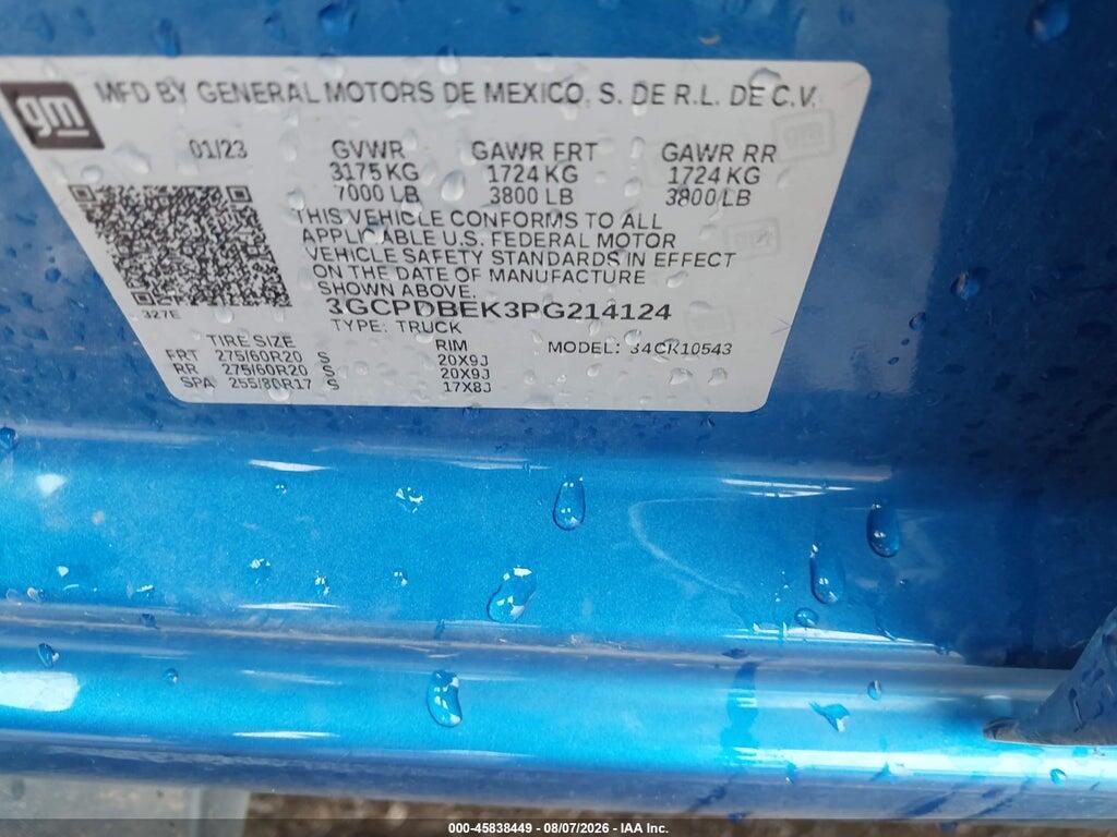 3GCPDBEK3PG214124 2023 CHEVROLET SILVERADO 1500 photo no. 9