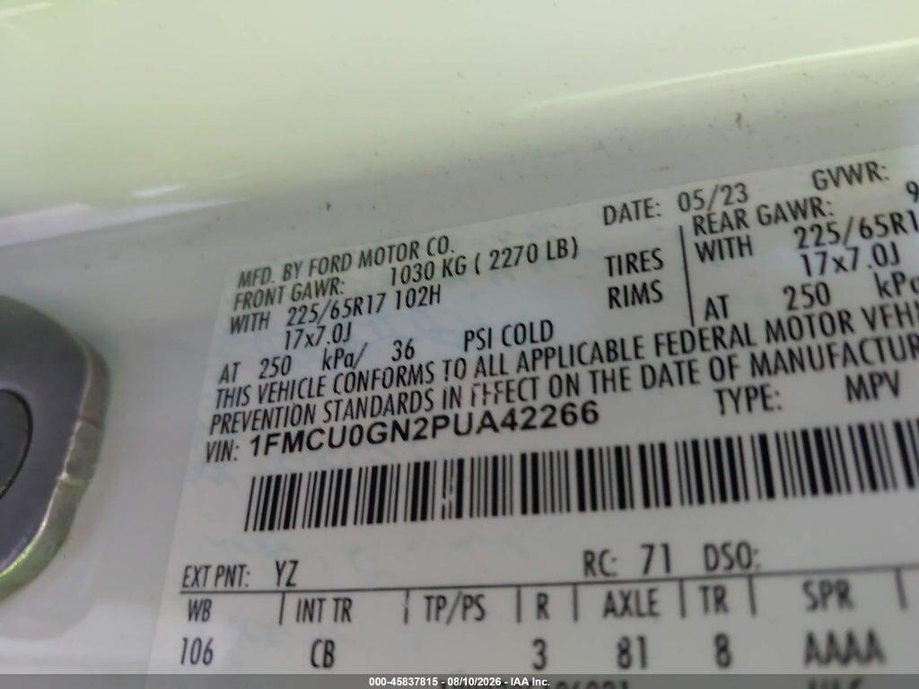 1FMCU0GN2PUA42266 2023 FORD ESCAPE photo no. 9