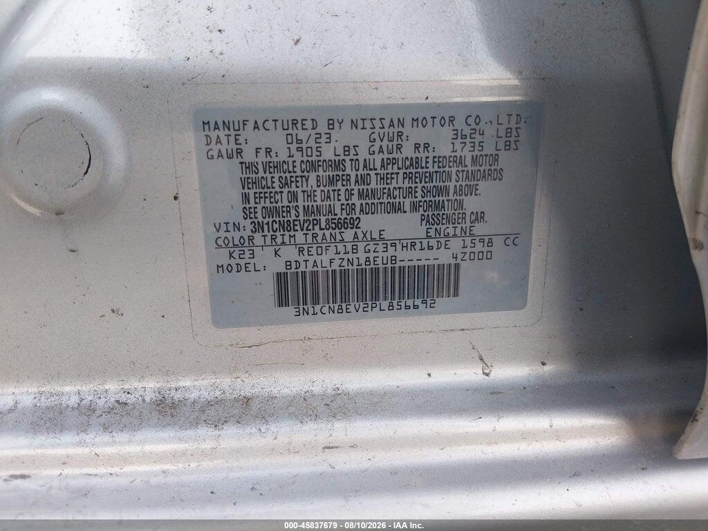 3N1CN8EV2PL856692 2023 NISSAN VERSA photo no. 9