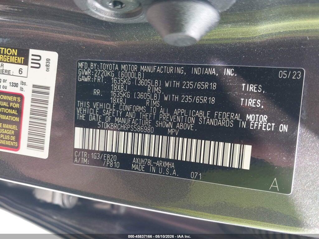 5TDKBRCH6PS586980 2023 TOYOTA HIGHLANDER photo no. 9