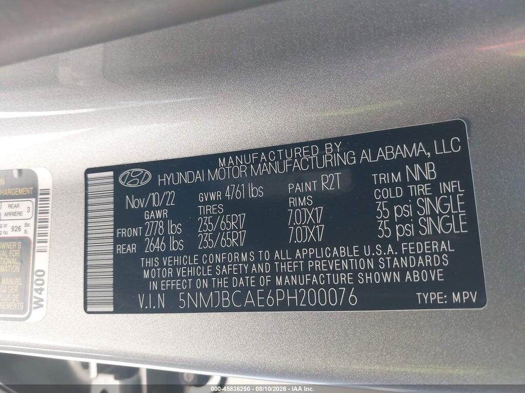 5NMJBCAE6PH200076 2023 HYUNDAI TUCSON photo no. 9