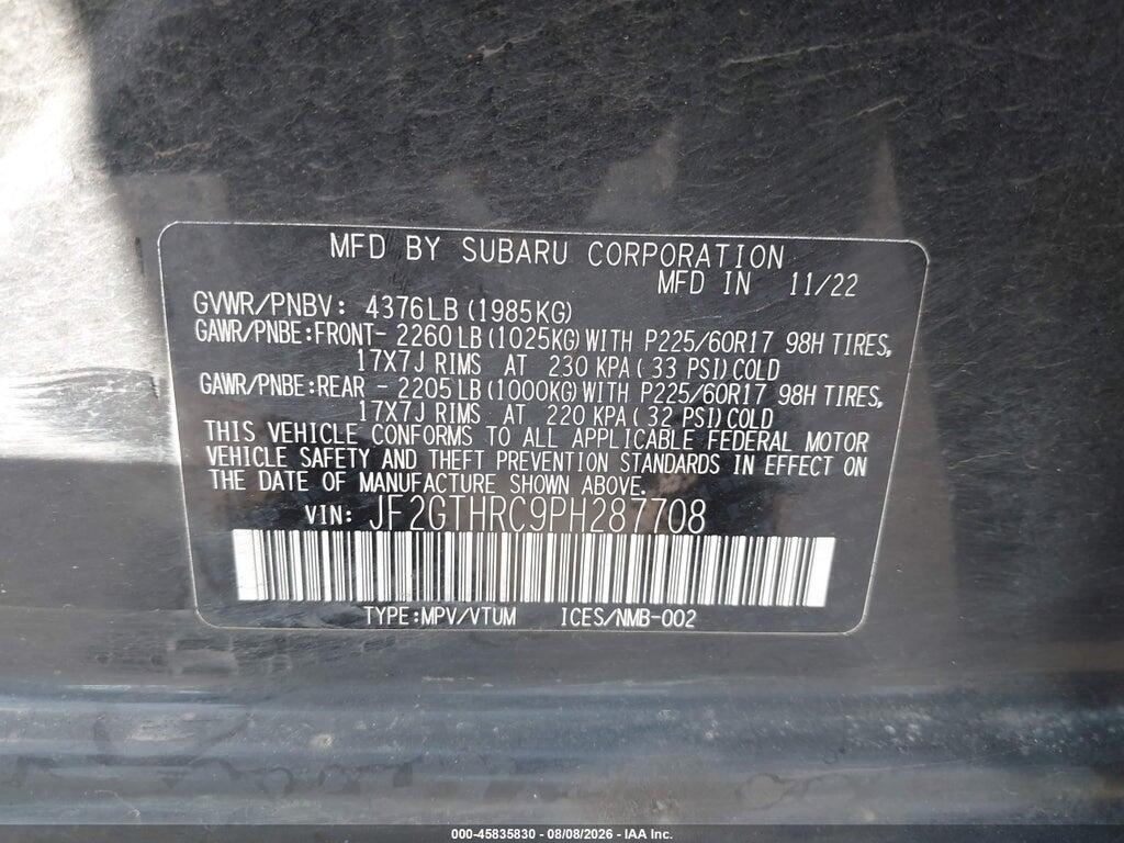 JF2GTHRC9PH287708 2023 SUBARU CROSSTREK photo no. 9