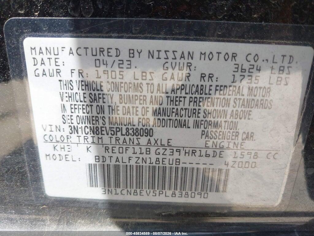 3N1CN8EV5PL838090 2023 NISSAN VERSA photo no. 9
