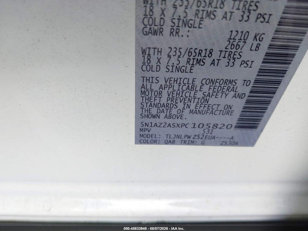 5N1AZ2ASXPC105820 2023 NISSAN MURANO photo no. 9