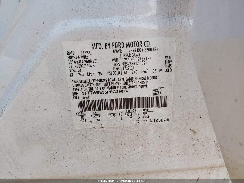 3FTTW8E35PRA39674 2023 FORD MAVERICK photo no. 9