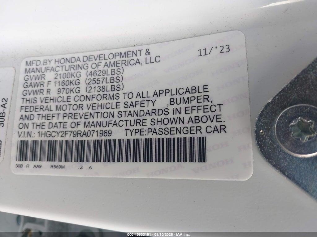 1HGCY2F57PA046824 2023 HONDA ACCORD HYBRID photo no. 9