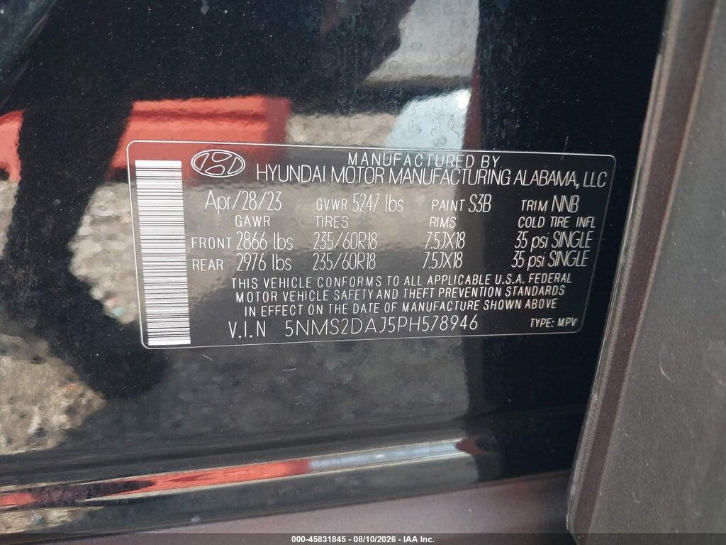 5NMS2DAJ5PH578946 2023 HYUNDAI SANTA FE photo no. 9