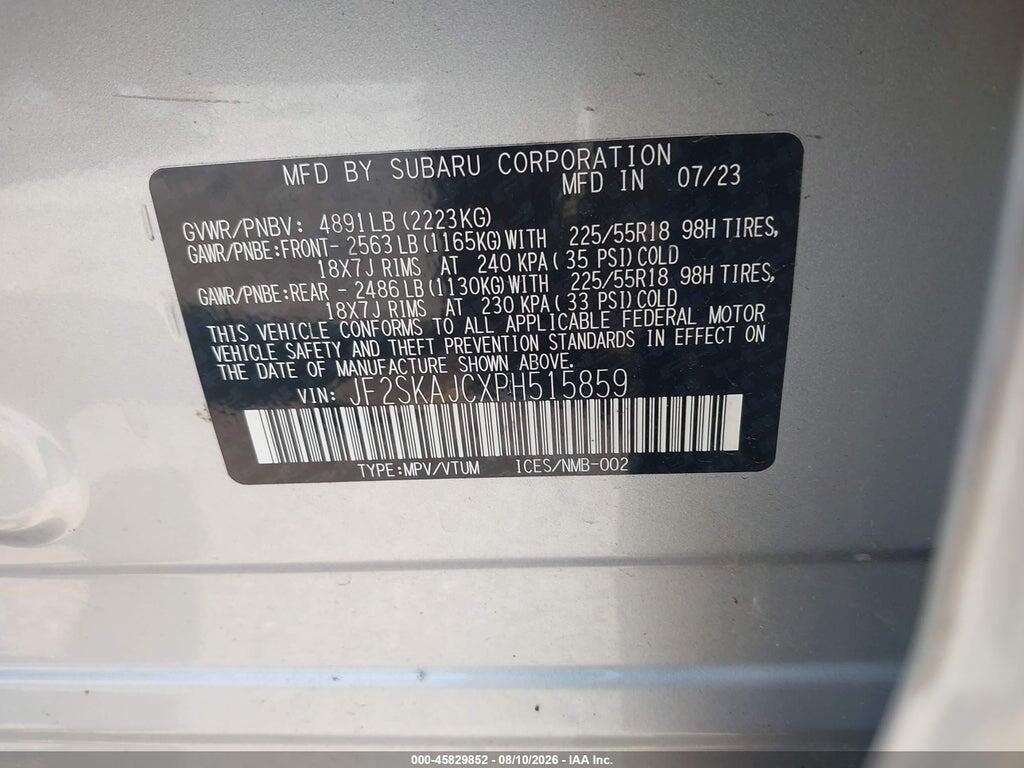 JF2SKAJCXPH515859 2023 SUBARU FORESTER photo no. 9