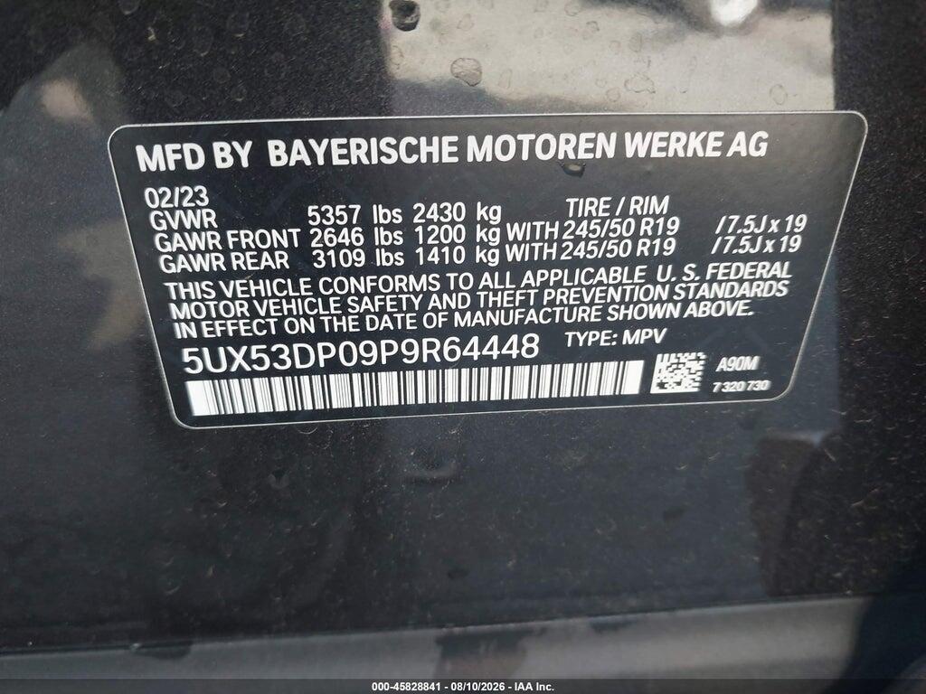 5UX53DP09P9R64448 2023 BMW X3 photo no. 9