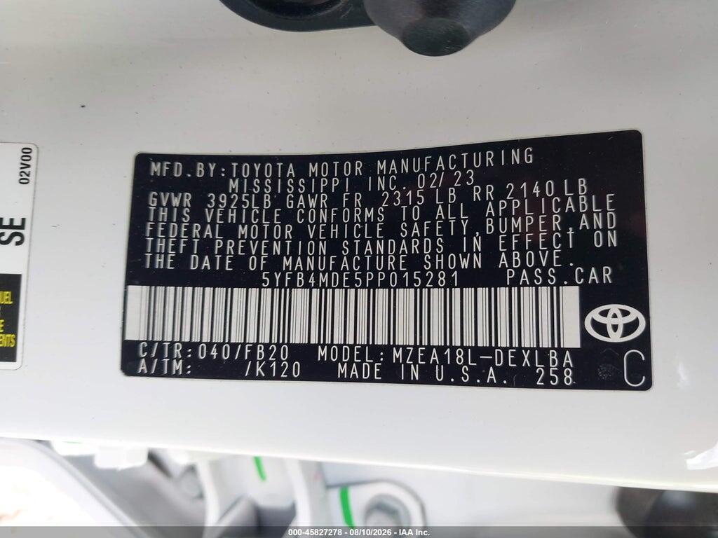 5YFB4MDE5PP015281 2023 TOYOTA COROLLA photo no. 9
