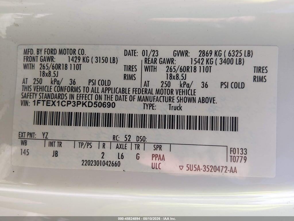 1FTEX1CP3PKD50690 2023 FORD F-150 photo no. 9
