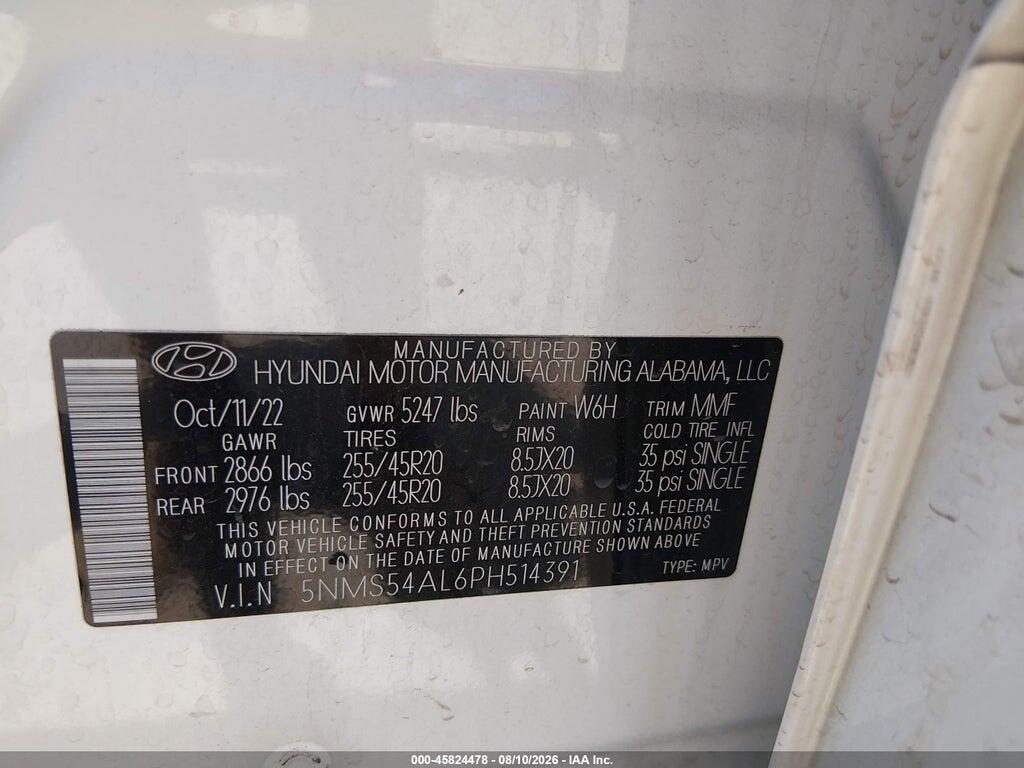 5NMS54AL6PH514391 2023 HYUNDAI SANTA FE photo no. 9
