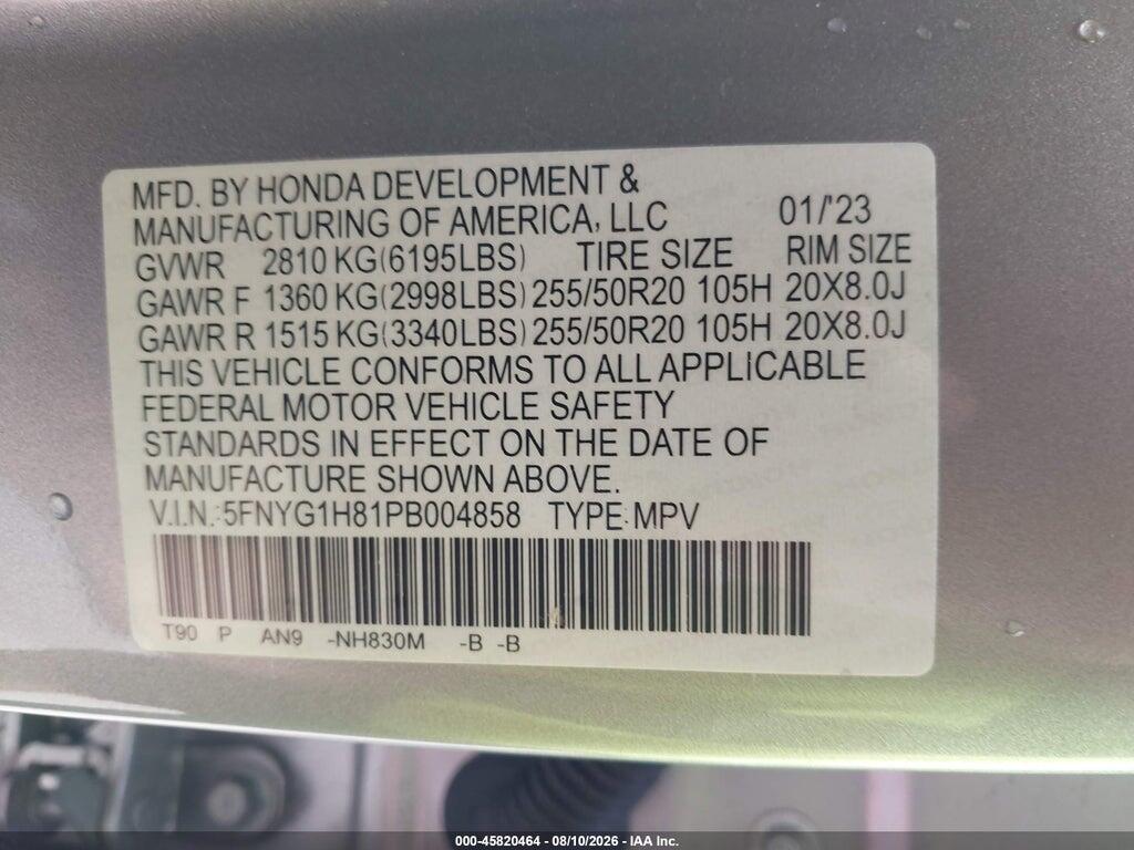 5FNYG1H81PB004858 2023 HONDA PILOT photo no. 9