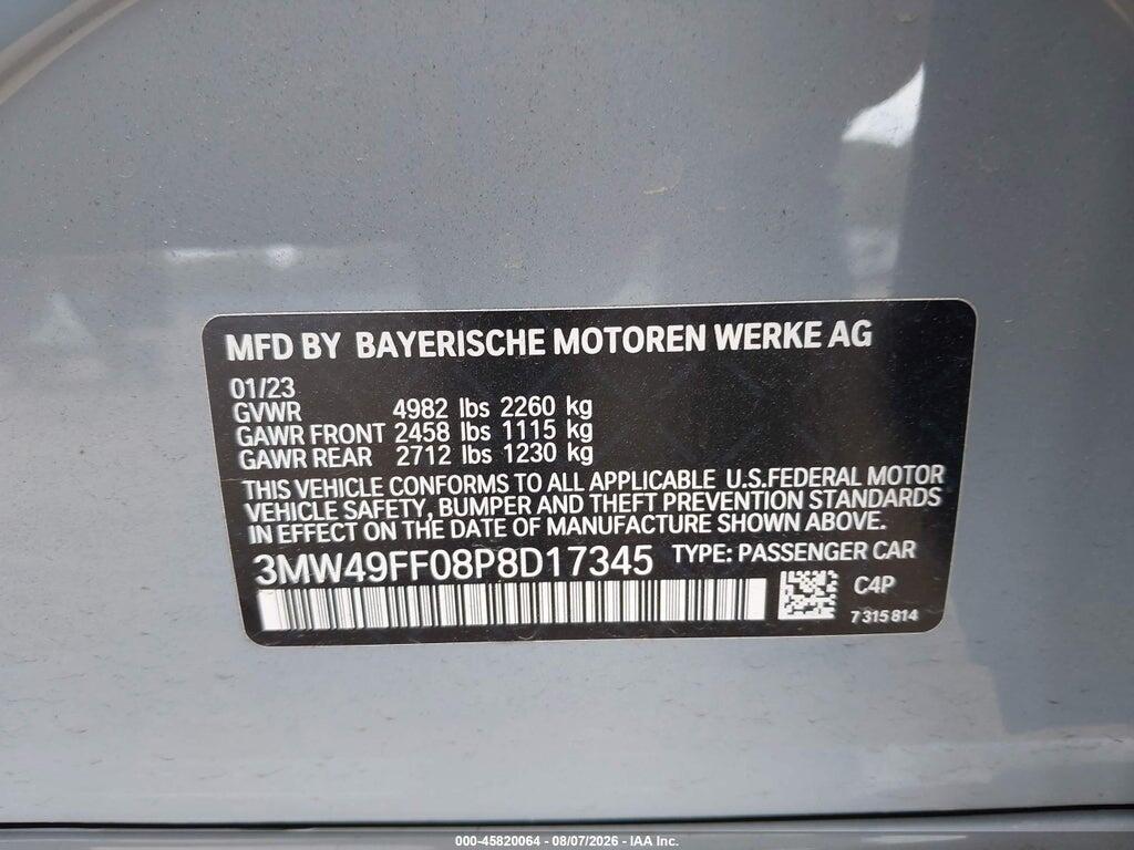3MW49FF08P8D17345 2023 BMW M340I photo no. 9
