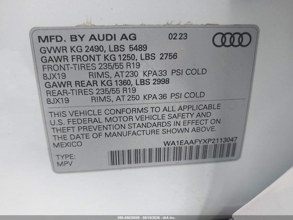 WA1EAAFYXP2113047 2023 AUDI Q5 photo no. 9