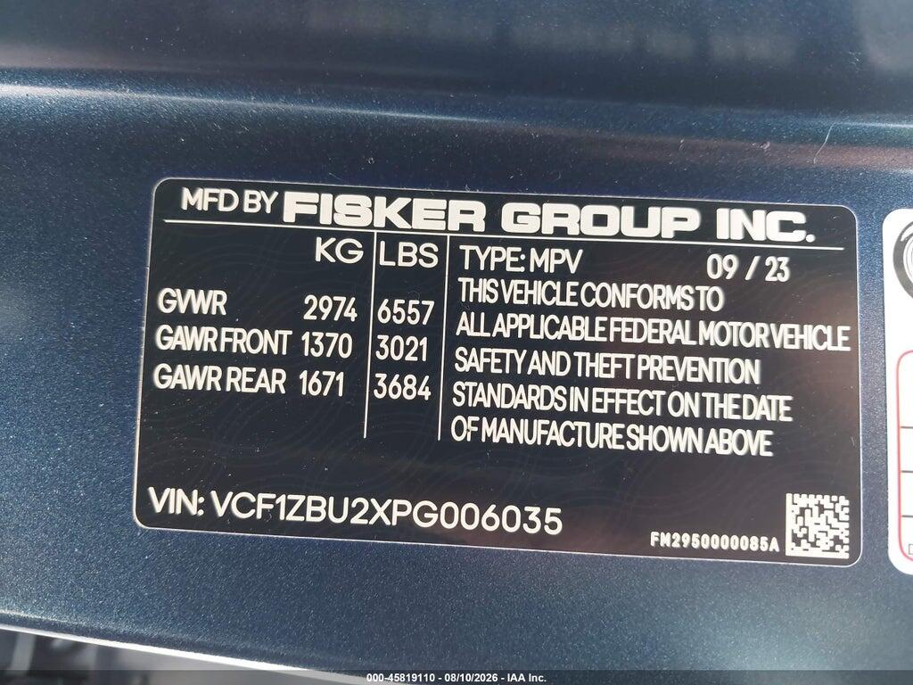 VCF1ZBU2XPG006035 2023 FISKER OCEAN photo no. 9