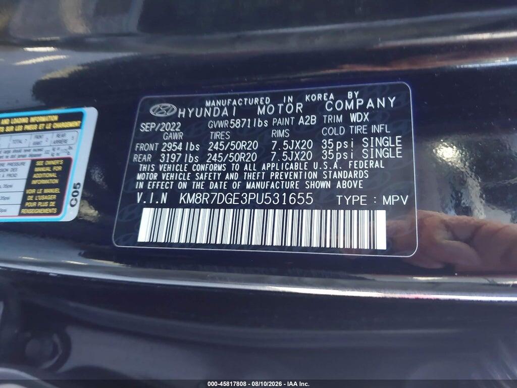 KM8R7DGE3PU531655 2023 HYUNDAI PALISADE photo no. 9