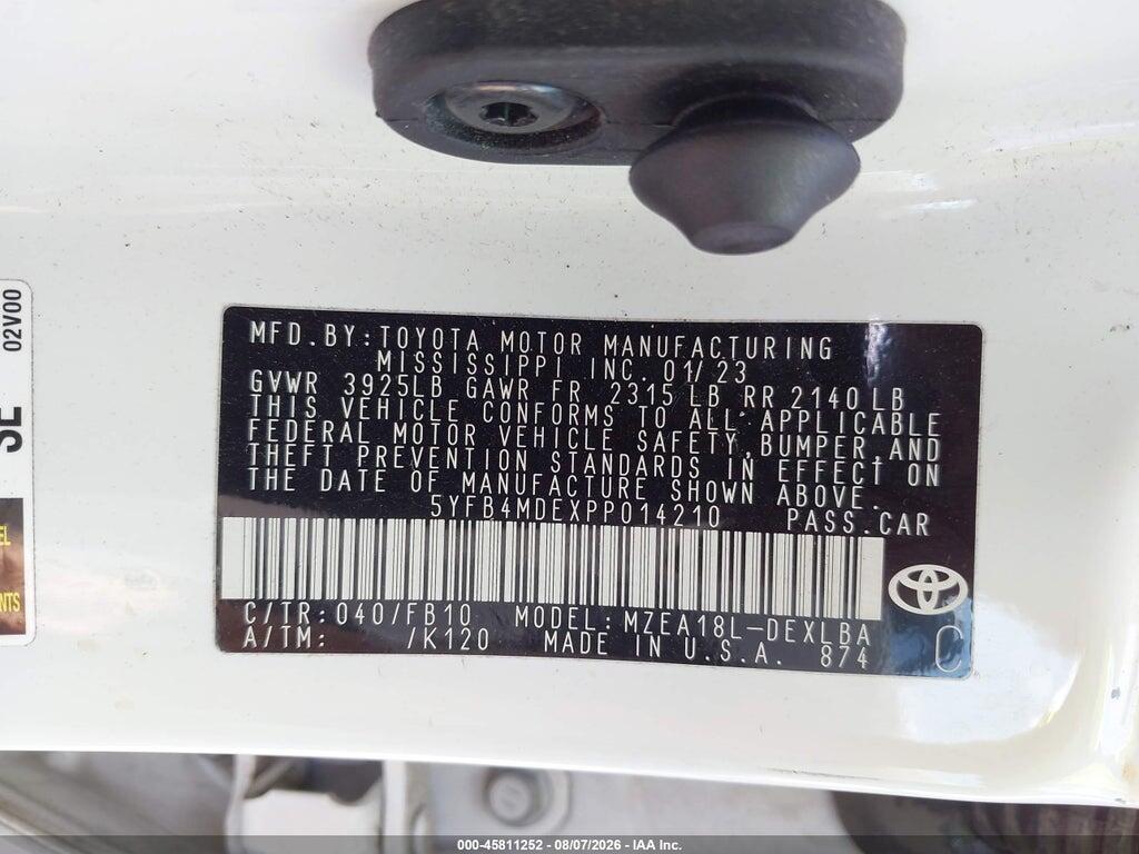 5YFB4MDEXPP014210 2023 TOYOTA COROLLA photo no. 9