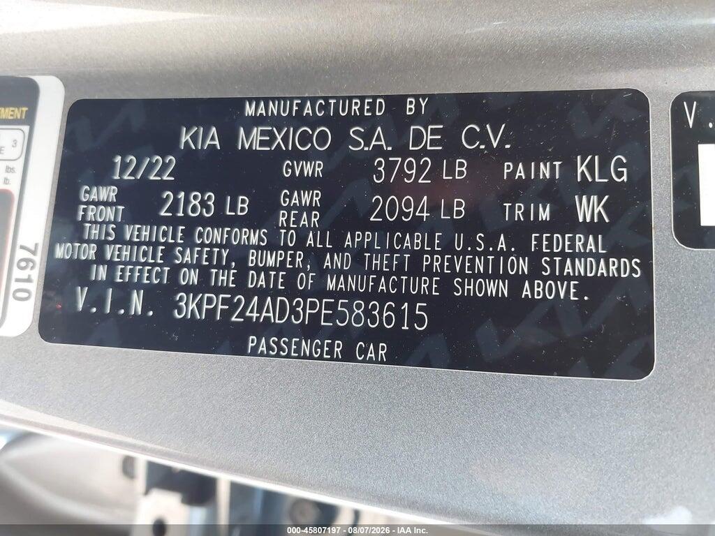 3KPF24AD3PE583615 2023 KIA FORTE photo no. 9