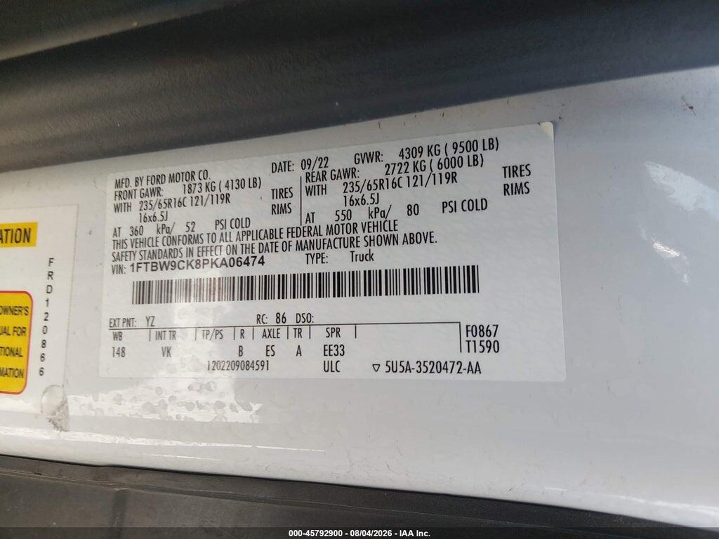 1FTBW9CK8PKA06474 2023 FORD E-TRANSIT-350 photo no. 9