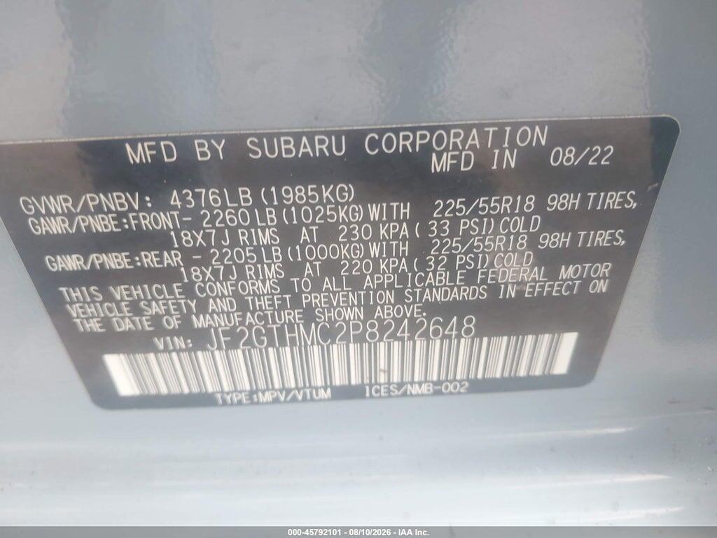 JF2GTHMC2P8242648 2023 SUBARU CROSSTREK photo no. 9