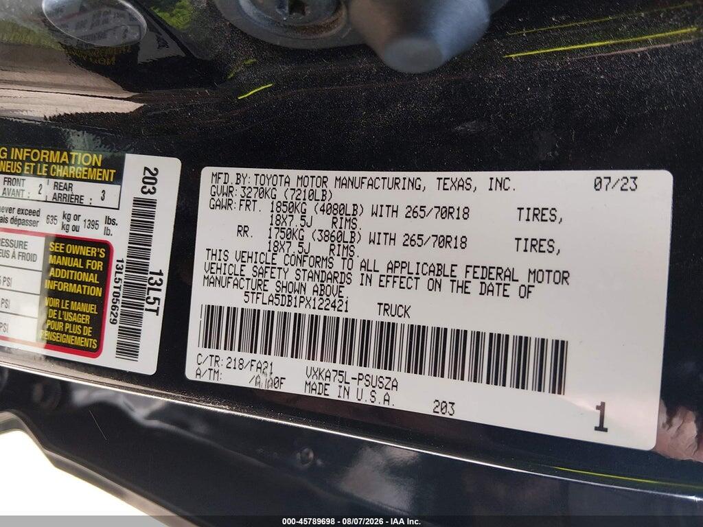 5TFLA5DB1PX122421 2023 TOYOTA TUNDRA photo no. 9