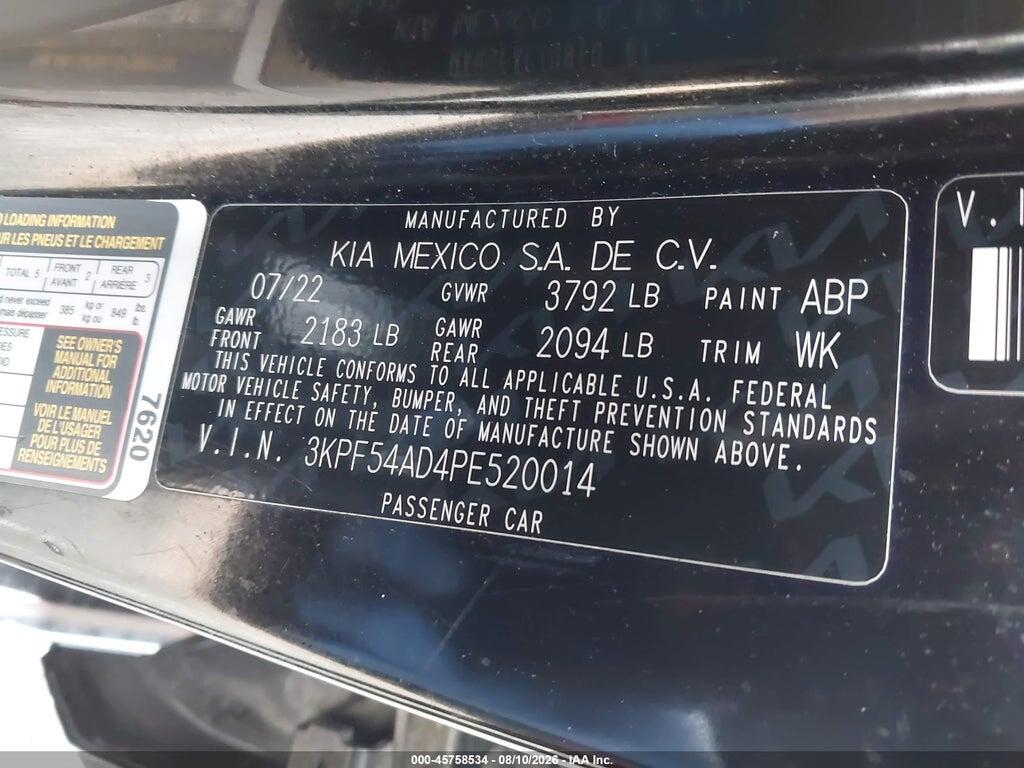 3KPF54AD4PE520014 2023 KIA FORTE photo no. 9