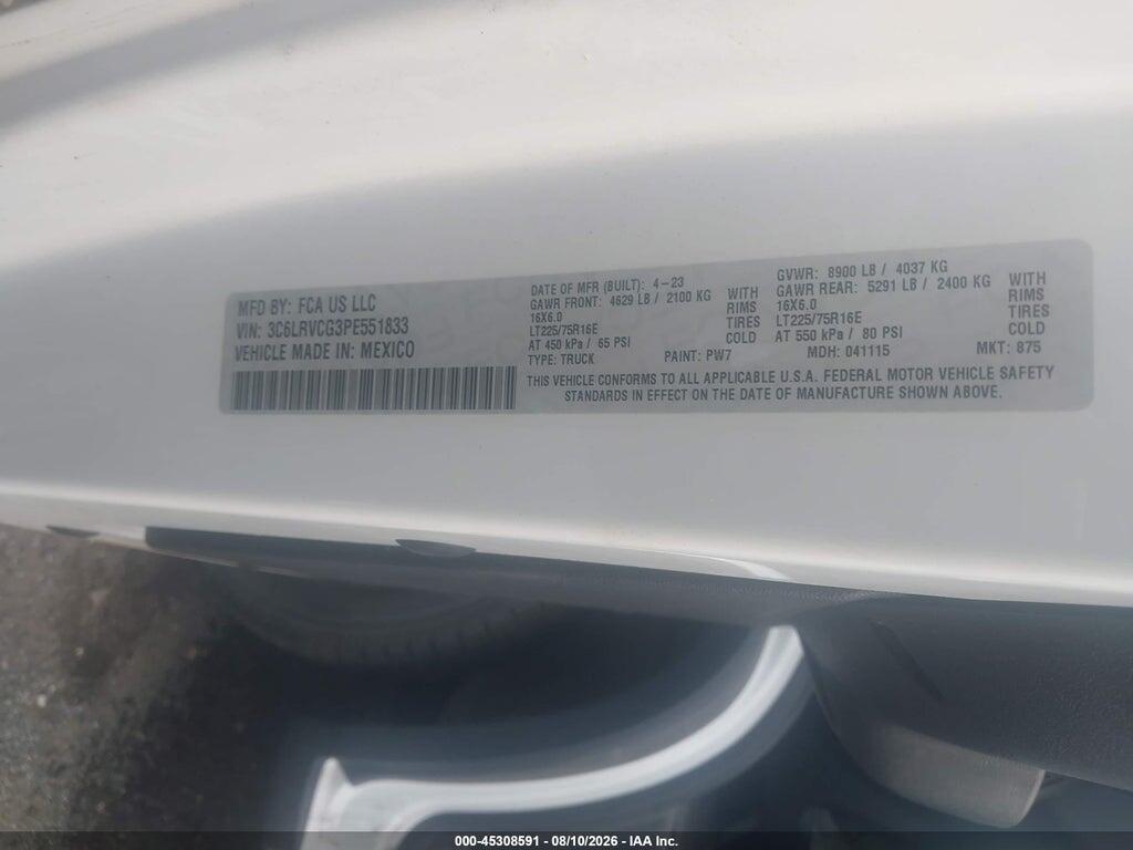 3C6LRVCG3PE551833 2023 RAM PROMASTER 2500 photo no. 9