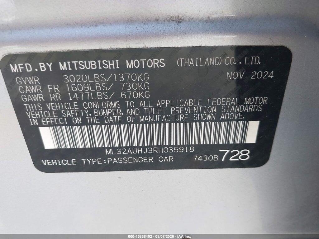 ML32AUHJ3RH035918 2024 MITSUBISHI MIRAGE photo no. 9