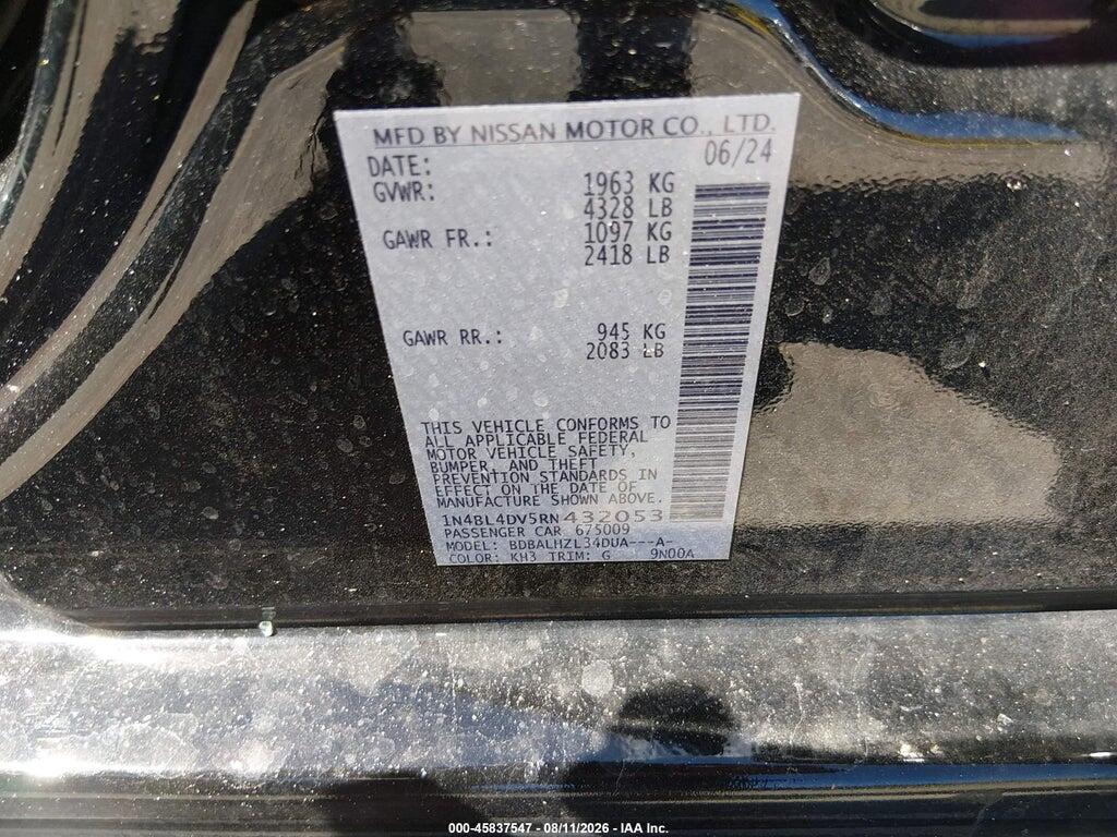 1N4BL4DV5RN432053 2024 NISSAN ALTIMA photo no. 9