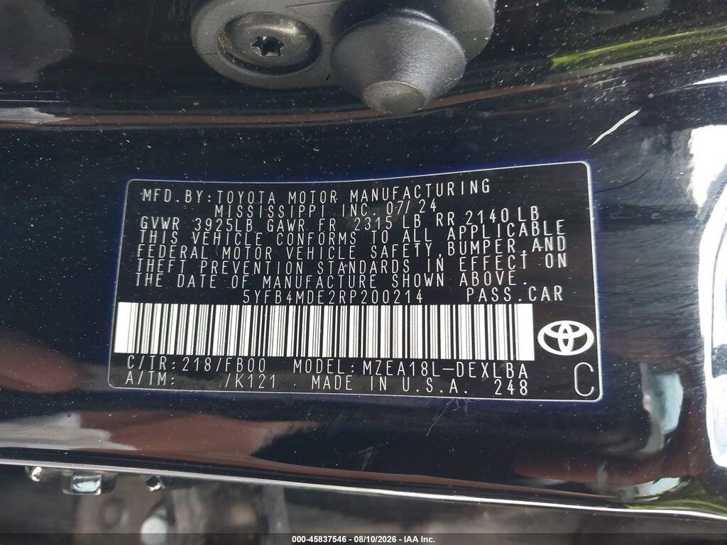 5YFB4MDE2RP200214 2024 TOYOTA COROLLA photo no. 9