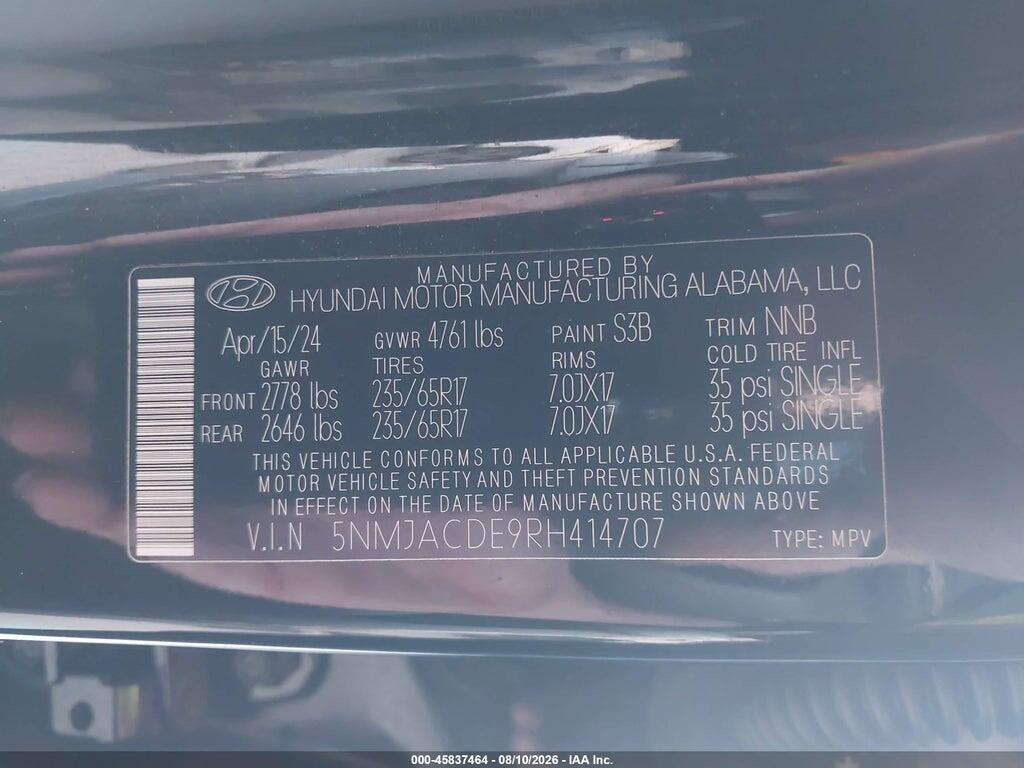 5NMJACDE9RH414707 2024 HYUNDAI TUCSON photo no. 9