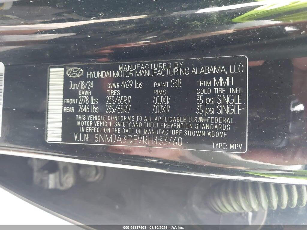 5NMJA3DE9RH433760 2024 HYUNDAI TUCSON photo no. 9