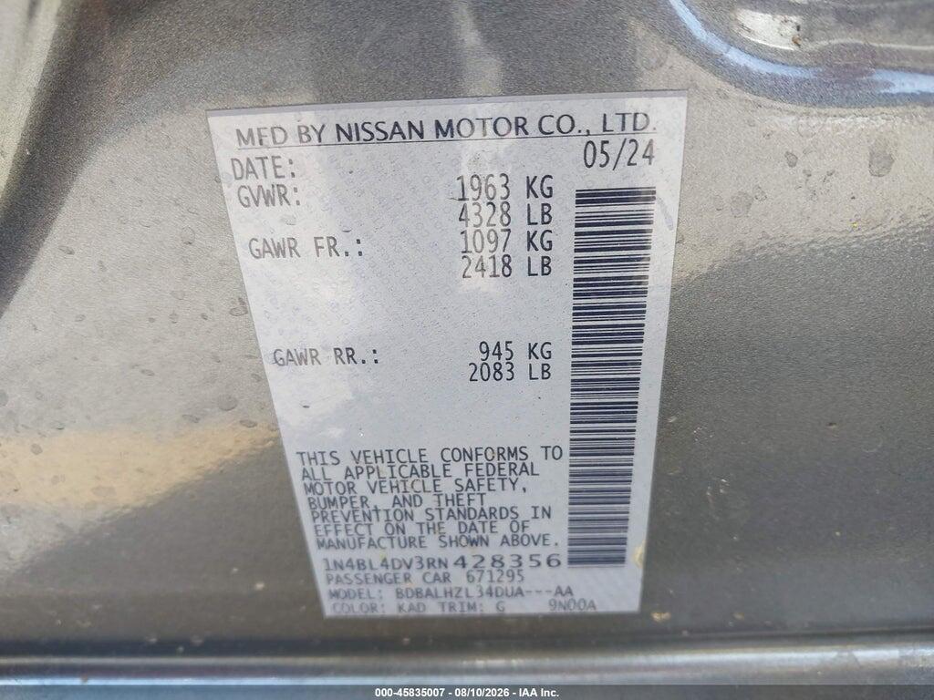 1N4BL4DV3RN428356 2024 NISSAN ALTIMA photo no. 9