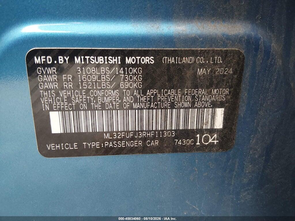 ML32FUFJ3RHF11303 2024 MITSUBISHI MIRAGE G4 photo no. 9