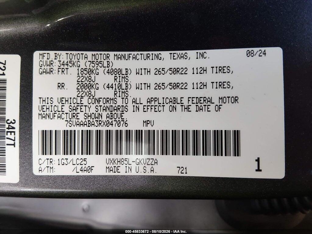 7SVAAABA3RX047076 2024 TOYOTA SEQUOIA photo no. 9